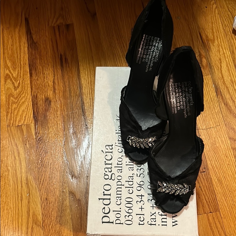 Pedro Garcia Black Embellished Heels